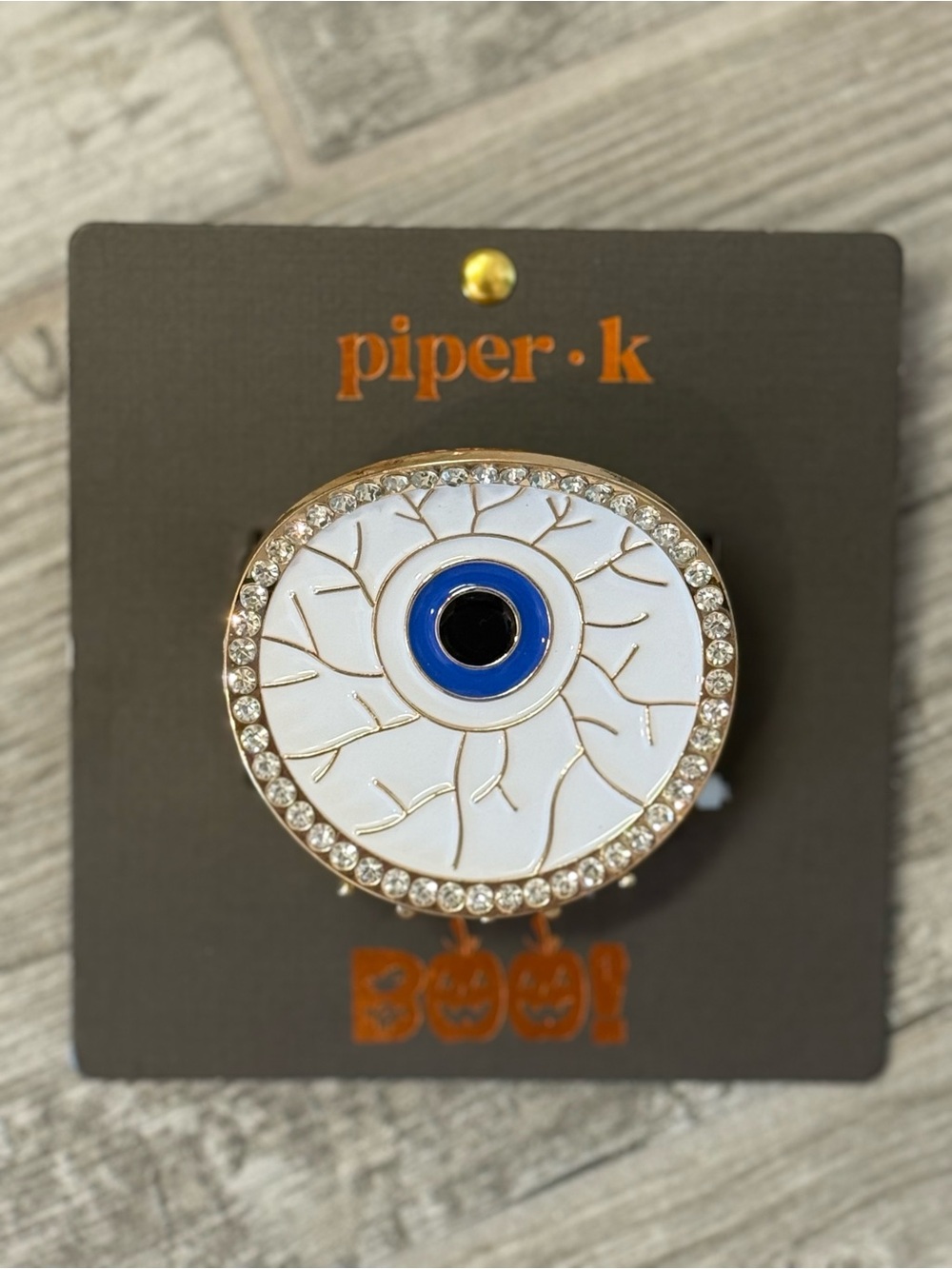 Piper K Evil Eye eyeball with Crystals Halloween hair clip accessory